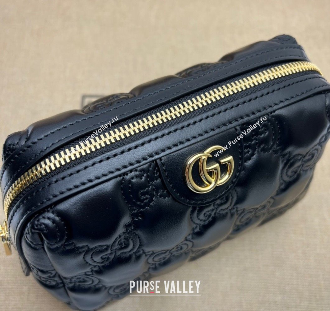 Gucci GG Matelasse beauty case bag 726047 Leather Black (dlh-24012627)