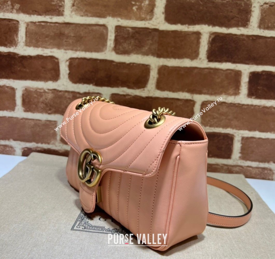 Gucci GG Marmont Small shoulder bag 443497 Leather Peach (dlh-24012616)