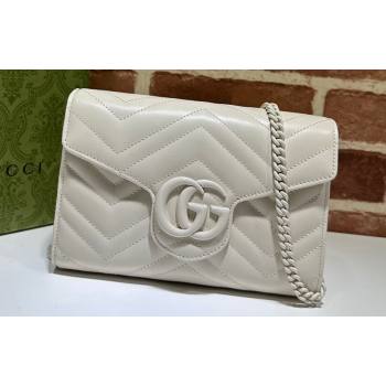 Gucci GG Marmont matelasse mini Bag 474575 leather White with Brass hardware (dlh-24012606)