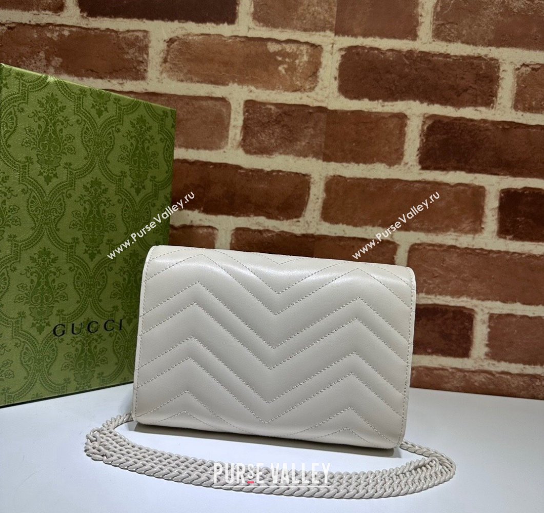 Gucci GG Marmont matelasse mini Bag 474575 leather White with Brass hardware (dlh-24012606)