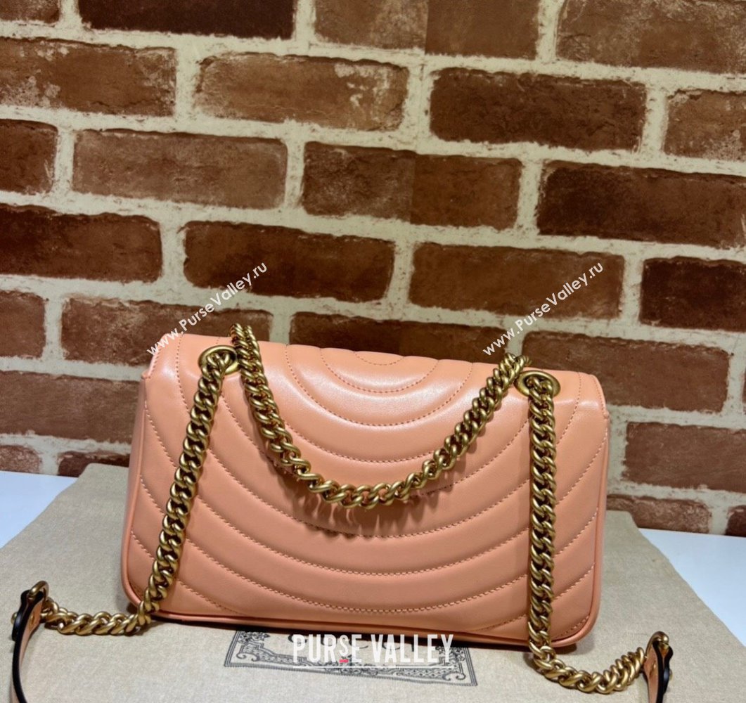 Gucci GG Marmont Small shoulder bag 443497 Leather Peach (dlh-24012616)