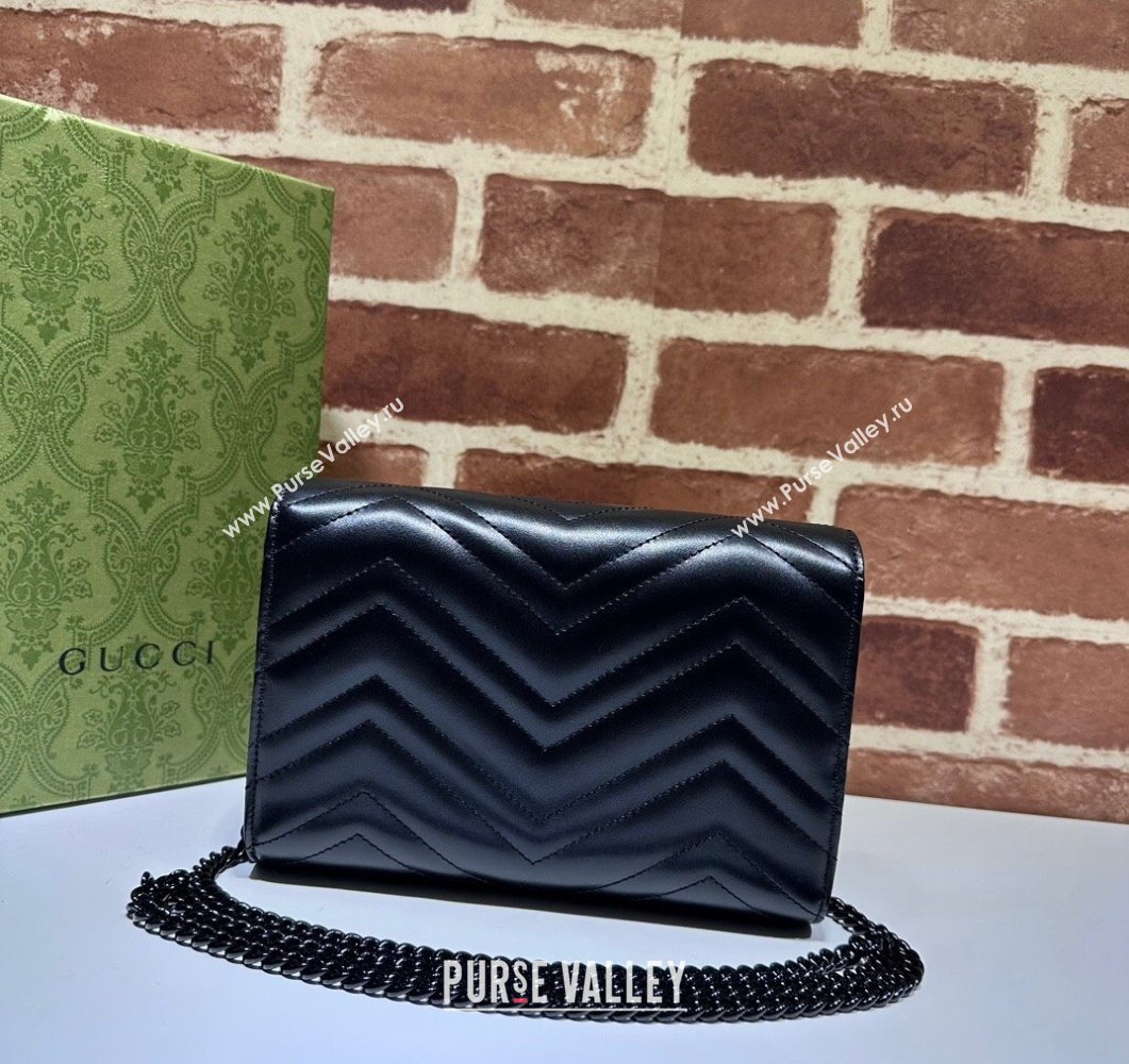 Gucci GG Marmont matelasse mini Bag 474575 leather Black with Brass hardware (dlh-24012605)