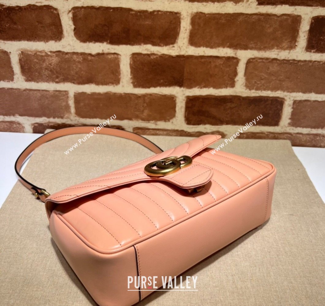 Gucci GG Marmont Small shoulder bag 443497 Leather Peach (dlh-24012616)