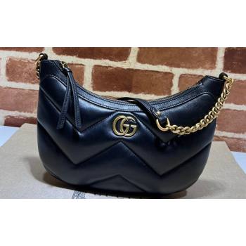 Gucci GG Marmont Small shoulder bag 777263 chevron leather Black (dlh-24012644)