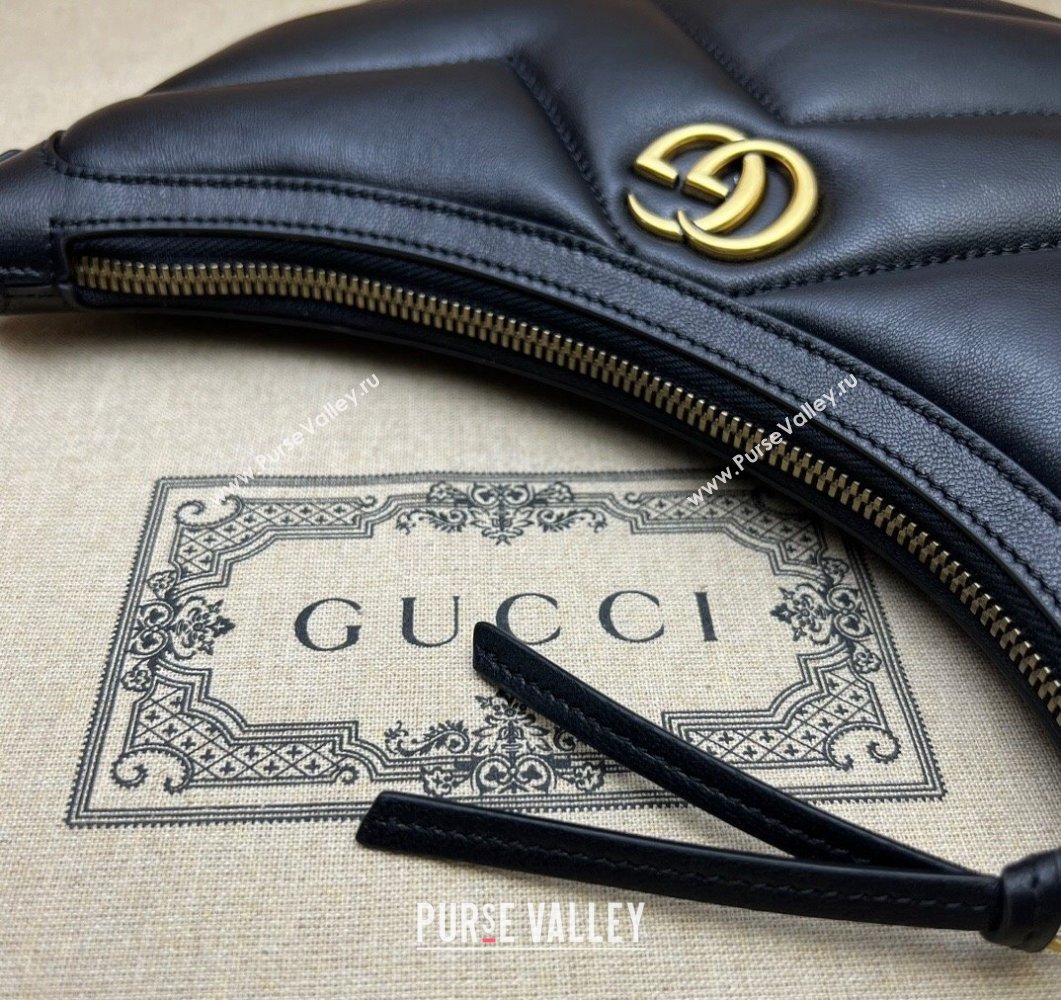 Gucci GG Marmont Small shoulder bag 777263 chevron leather Black (dlh-24012644)