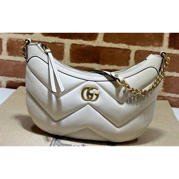 Gucci GG Marmont Small shoulder bag 777263 chevron leather White (dlh-24012645)