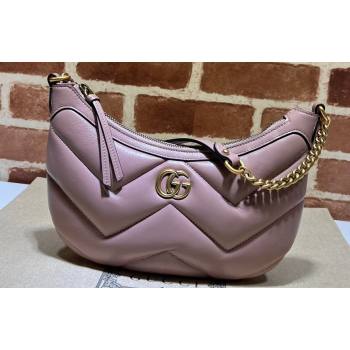 Gucci GG Marmont Small shoulder bag 777263 chevron leather Nude Pink (dlh-24012646)