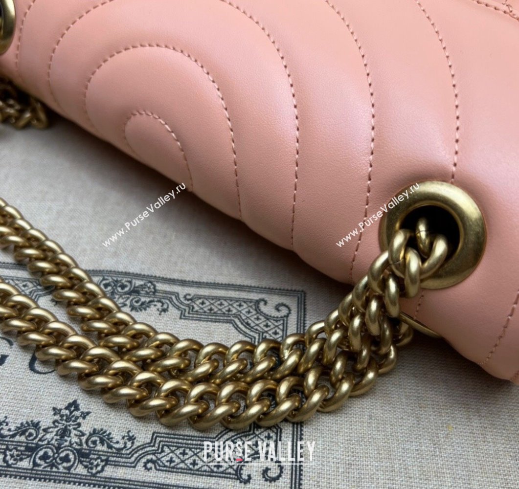 Gucci GG Marmont Small shoulder bag 443497 Leather Peach (dlh-24012616)