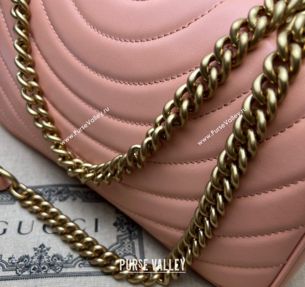 Gucci GG Marmont Small shoulder bag 443497 Leather Peach (dlh-24012616)