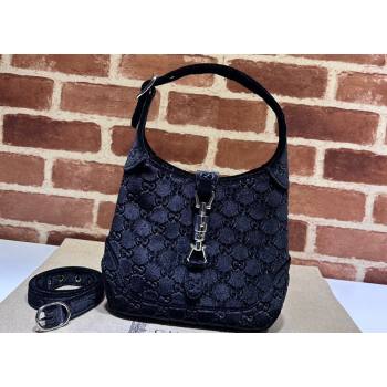 Gucci Jackie 1961 small shoulder bag 764303 GG Velvet Black (dlh-24012633)