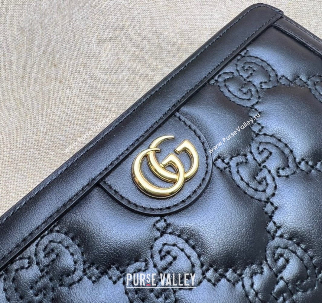 Gucci GG Matelassé zip-around wallet 723784 in Black leather (dlh-24012921)