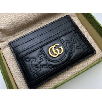 Gucci GG Matelassé card case 723790 in Black leather (dlh-24012924)