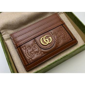 Gucci GG Matelassé card case 723790 in Brown leather (dlh-24012925)