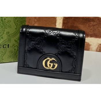 Gucci GG Matelassé card case Wallet 723786 in Black leather (dlh-24012928)