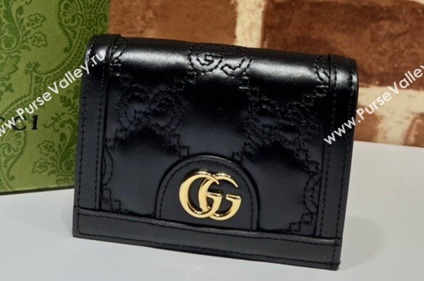 Gucci GG Matelassé card case Wallet 723786 in Black leather (dlh-24012928)