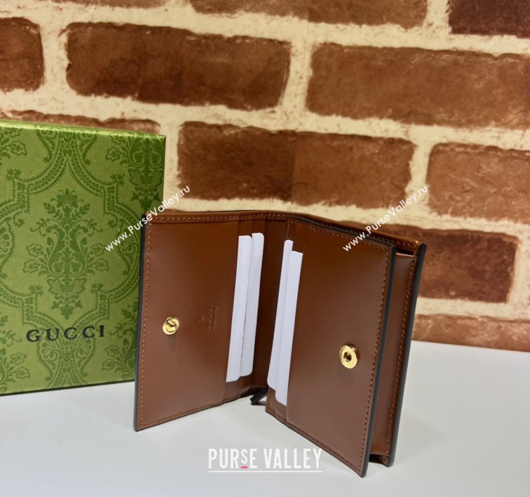 Gucci GG Matelassé card case Wallet 723786 in Brown leather (dlh-24012929)