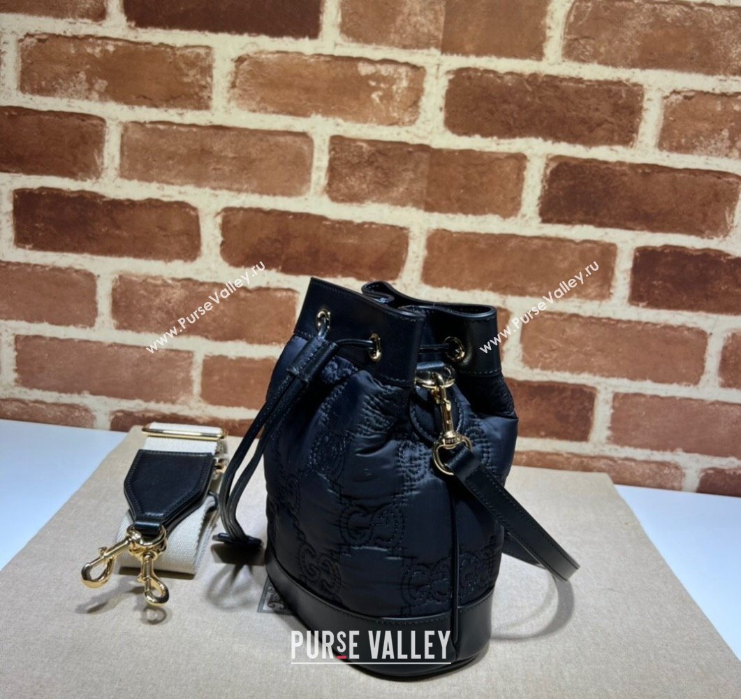 Gucci GG Matelasse bucket bag 728231 Nylon Black (dlh-24012629)