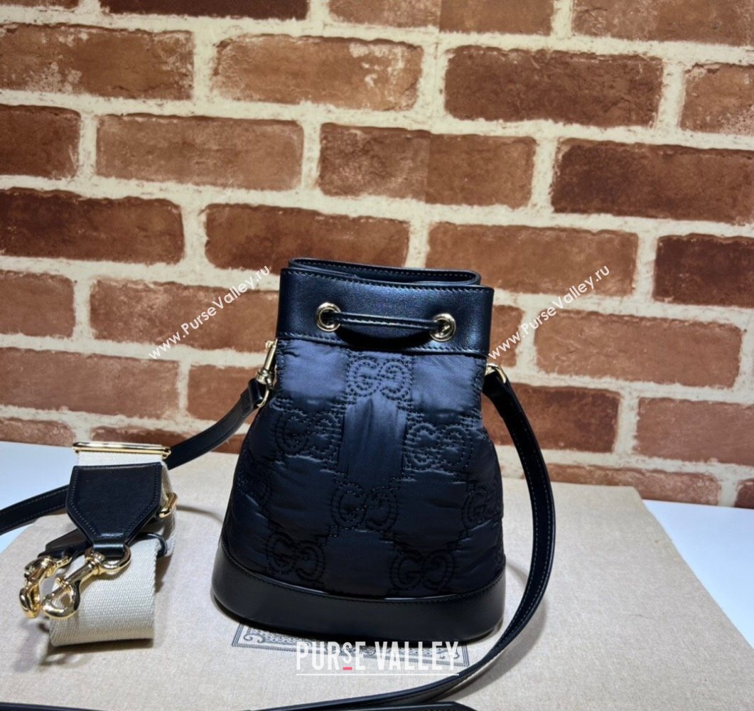 Gucci GG Matelasse bucket bag 728231 Nylon Black (dlh-24012629)