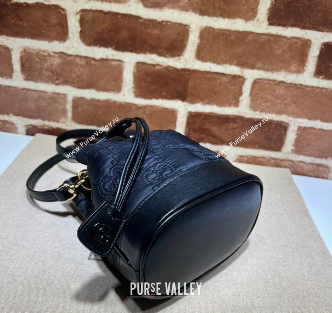 Gucci GG Matelasse bucket bag 728231 Nylon Black (dlh-24012629)