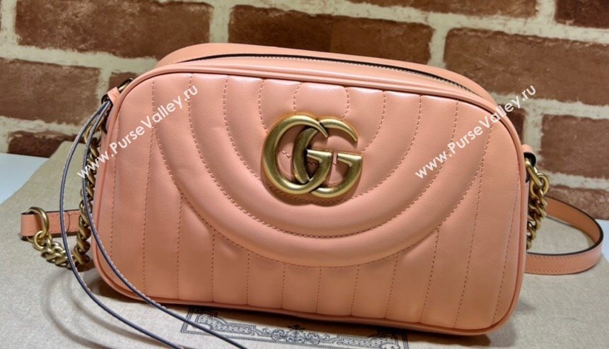 Gucci GG Marmont Small shoulder Camera Bag 447632 Leather Peach (dlh-24012617)