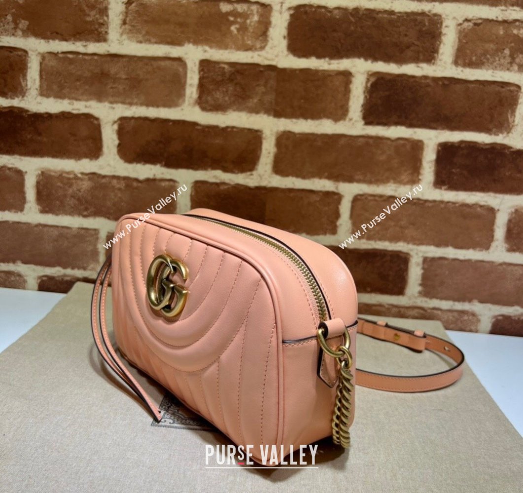 Gucci GG Marmont Small shoulder Camera Bag 447632 Leather Peach (dlh-24012617)