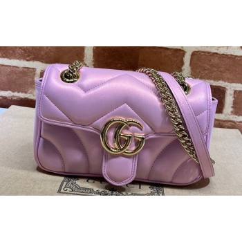 Gucci GG Marmont mini shoulder bag 446744 iridescent quilted chevron leather Pink (dlh-24012634)