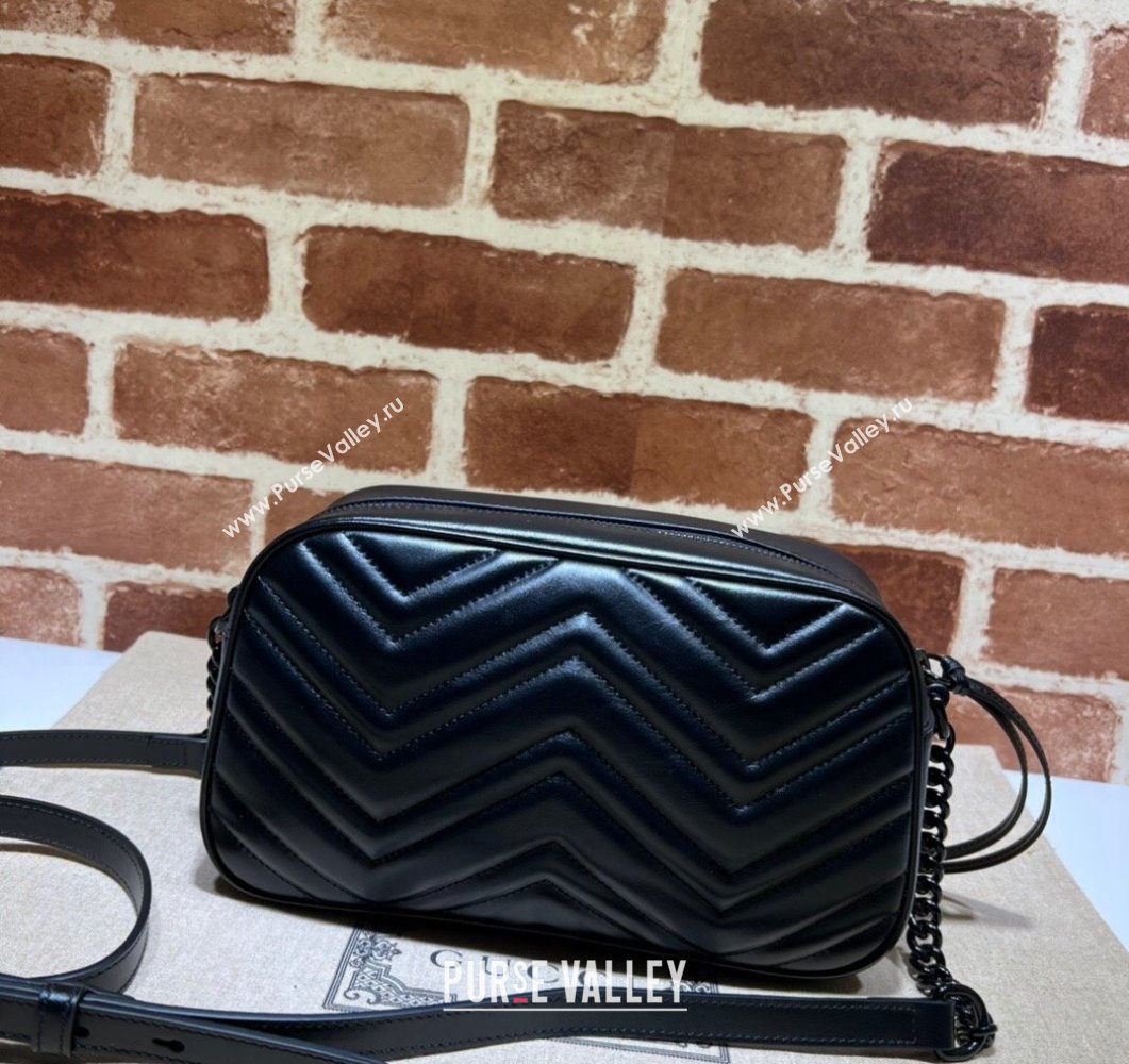 Gucci GG Marmont Small shoulder Camera Bag 447632 leather Black with Brass hardware (dlh-24012612)