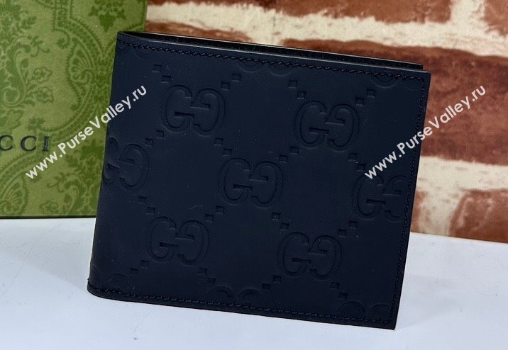 Gucci GG rubber-effect Bi-fold wallet 771311 in Black leather (dlh-24012938)