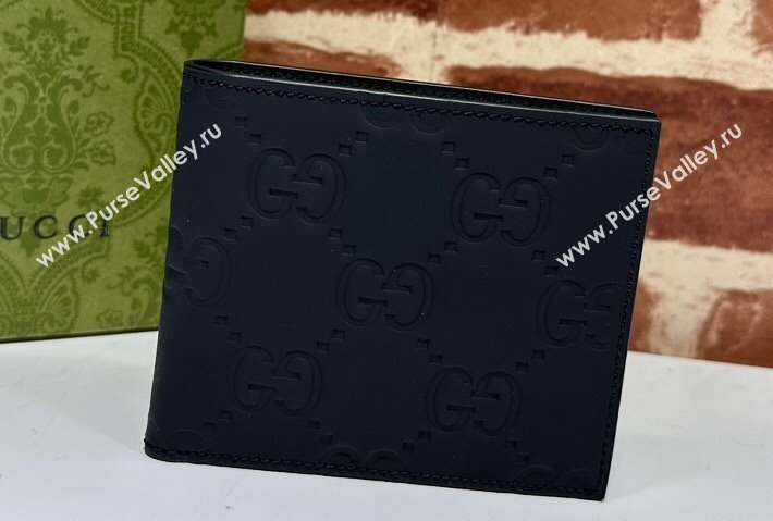 Gucci GG rubber-effect Bi-fold wallet 771309 in Black leather (dlh-24012939)