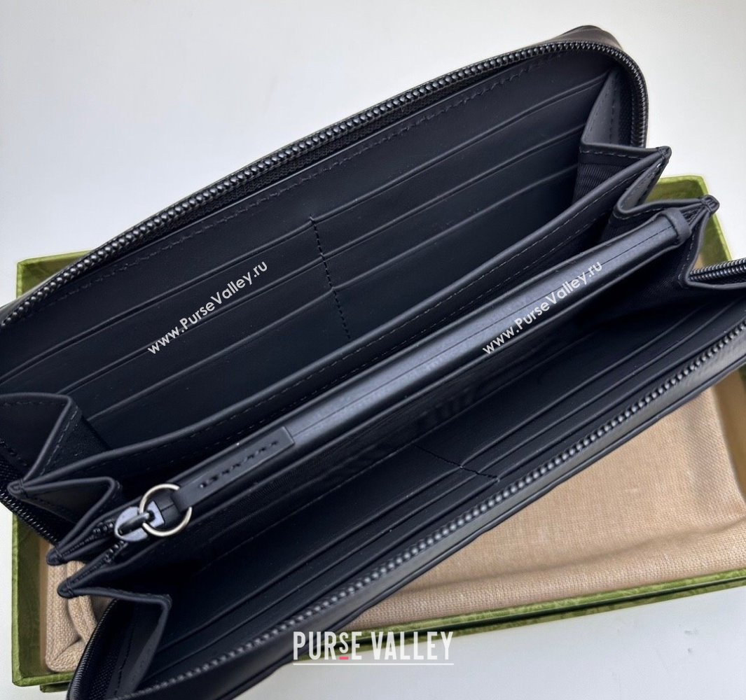 Gucci GG rubber-effect zip around wallet 771421 in Black leather (dlh-24012940)