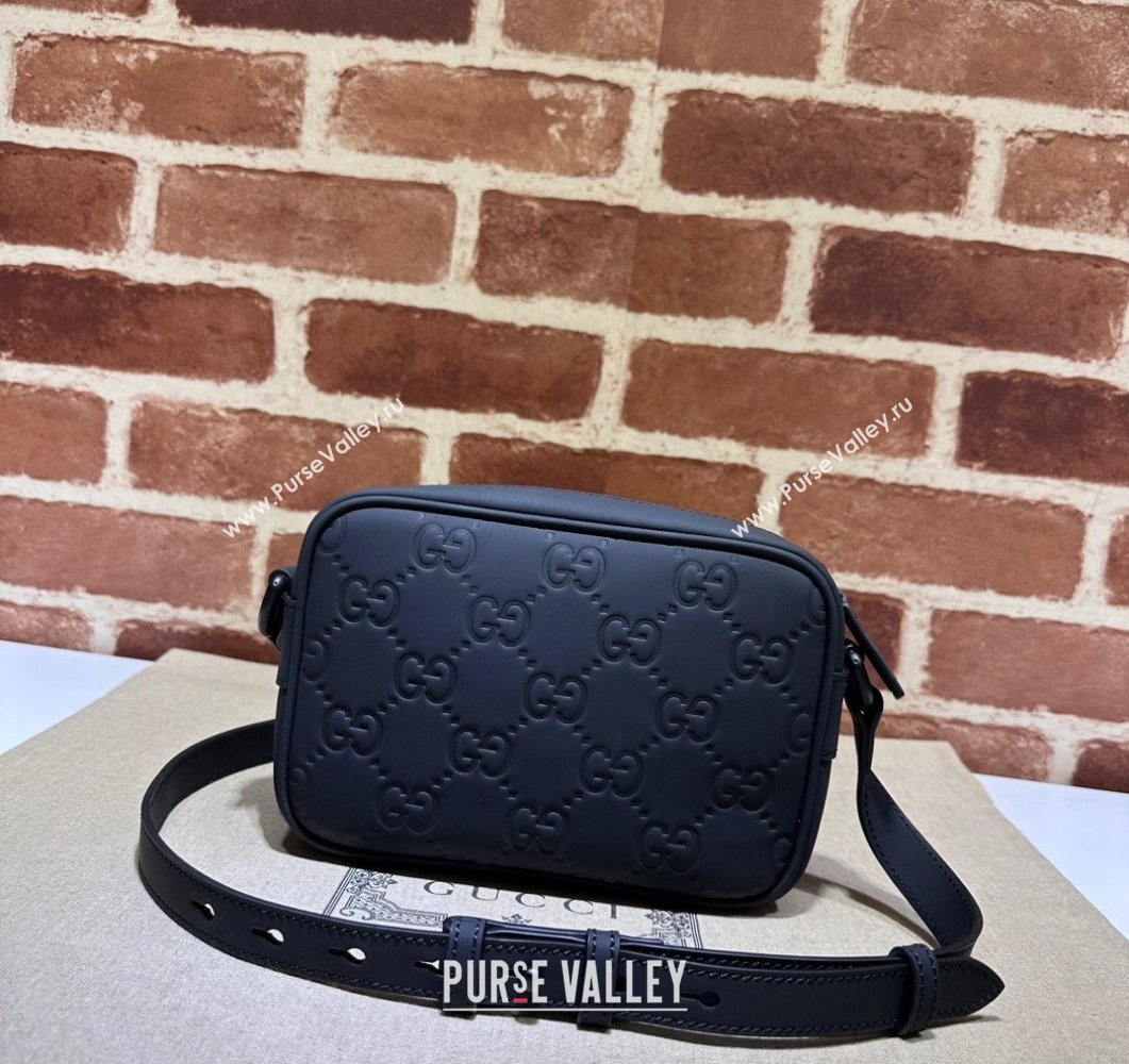 Gucci GG rubber-effect mini shoulder bag 771321 Leather Black (dlh-24012632)