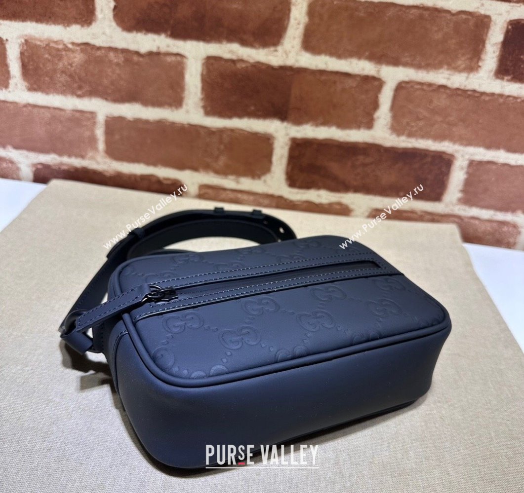 Gucci GG rubber-effect mini shoulder bag 771321 Leather Black (dlh-24012632)