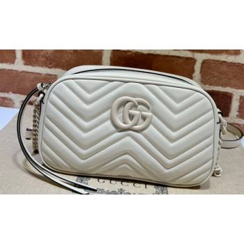 Gucci GG Marmont Small shoulder Camera Bag 447632 leather White with Brass hardware (dlh-24012613)