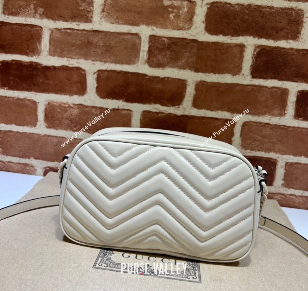 Gucci GG Marmont Small shoulder Camera Bag 447632 leather White with Brass hardware (dlh-24012613)