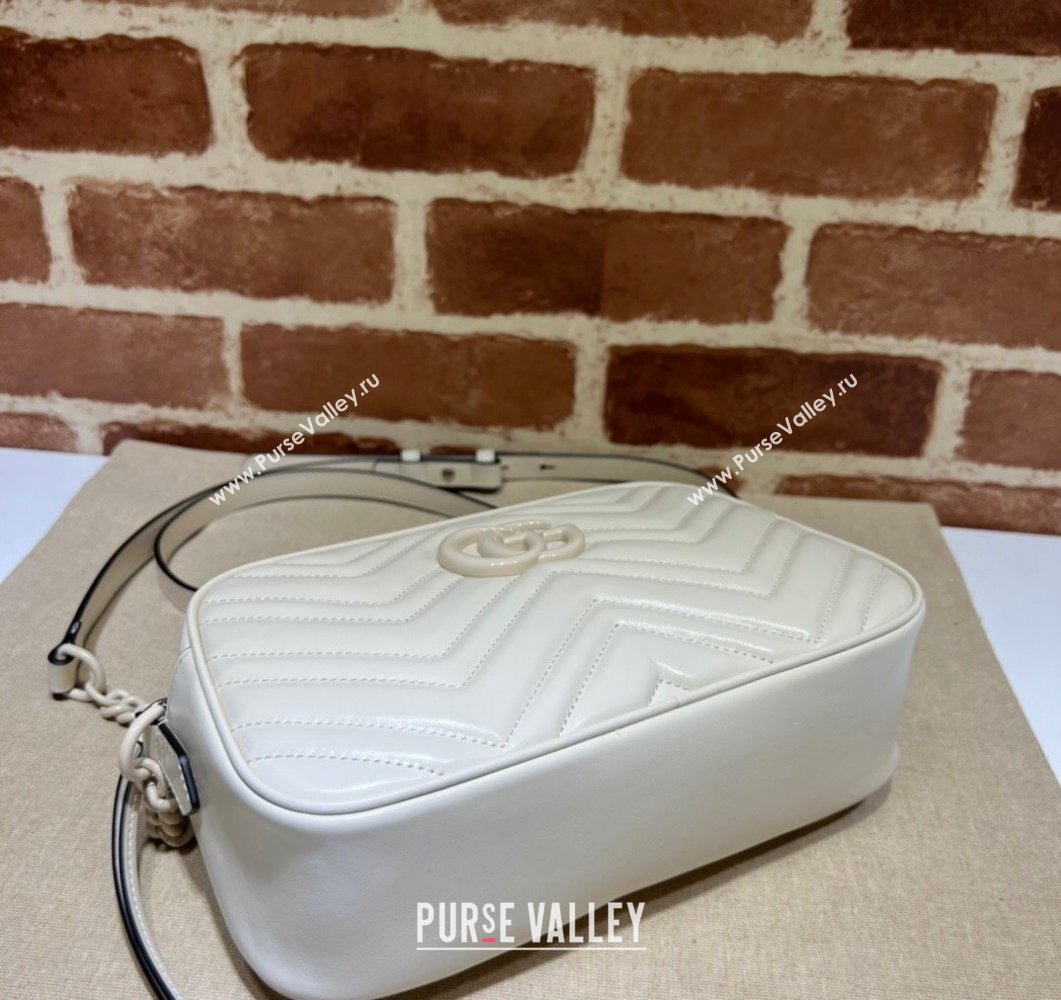 Gucci GG Marmont Small shoulder Camera Bag 447632 leather White with Brass hardware (dlh-24012613)