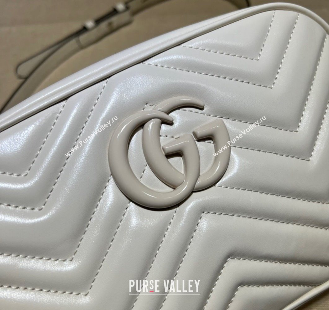 Gucci GG Marmont Small shoulder Camera Bag 447632 leather White with Brass hardware (dlh-24012613)