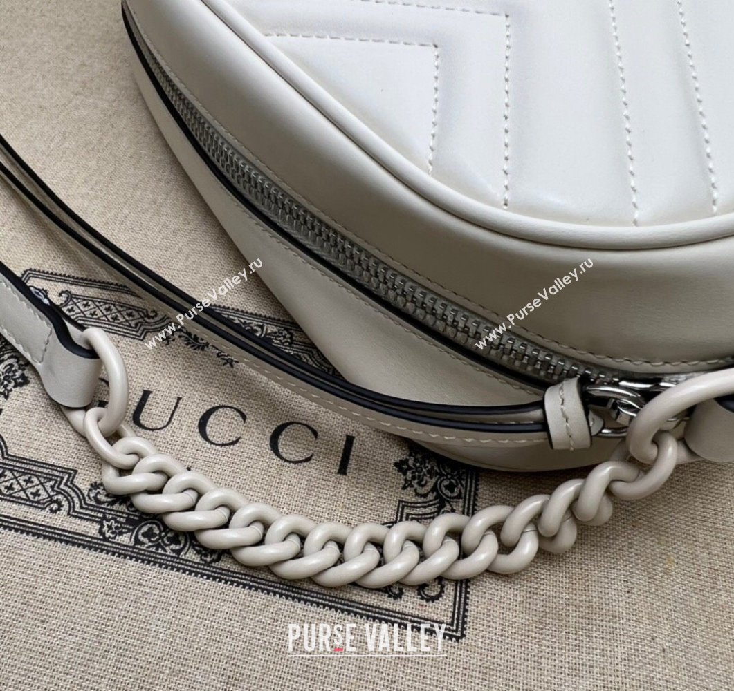 Gucci GG Marmont Small shoulder Camera Bag 447632 leather White with Brass hardware (dlh-24012613)