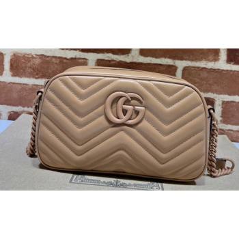 Gucci GG Marmont Small shoulder Camera Bag 447632 leather Nude with Brass hardware (dlh-24012614)