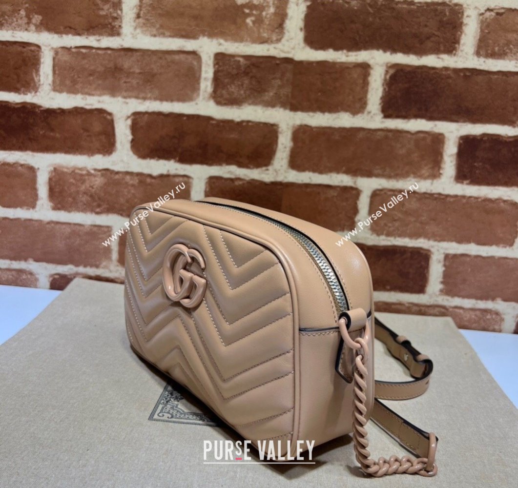 Gucci GG Marmont Small shoulder Camera Bag 447632 leather Nude with Brass hardware (dlh-24012614)