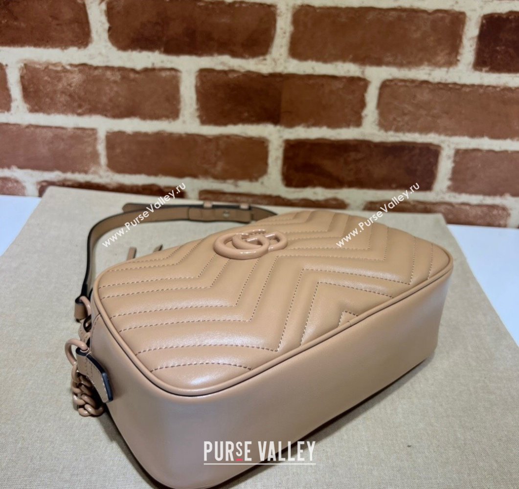 Gucci GG Marmont Small shoulder Camera Bag 447632 leather Nude with Brass hardware (dlh-24012614)