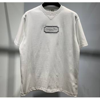 Christian Dior Couture Relaxed-Fit Mens T-shirt in White Organic Cotton Jersey 2024 (fangfang-24012715)