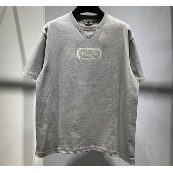Christian Dior Couture Relaxed-Fit Mens T-shirt in Gray Organic Cotton Jersey 2024 (fangfang-24012717)