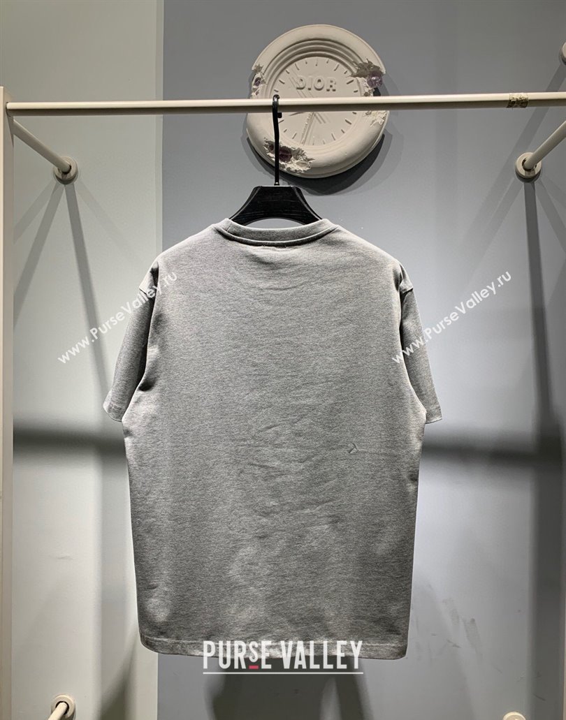 Christian Dior Couture Relaxed-Fit Mens T-shirt in Gray Organic Cotton Jersey 2024 (fangfang-24012717)