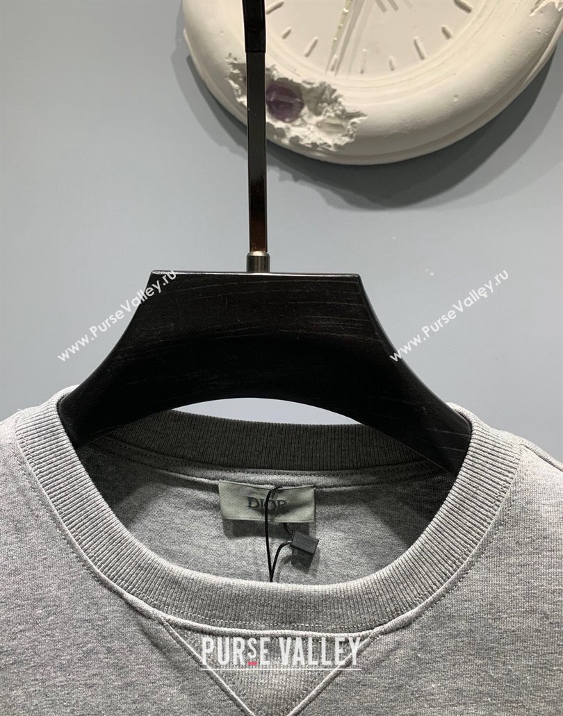 Christian Dior Couture Relaxed-Fit Mens T-shirt in Gray Organic Cotton Jersey 2024 (fangfang-24012717)