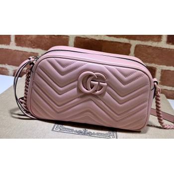 Gucci GG Marmont Small shoulder Camera Bag 447632 leather Pink with Brass hardware (dlh-24012615)