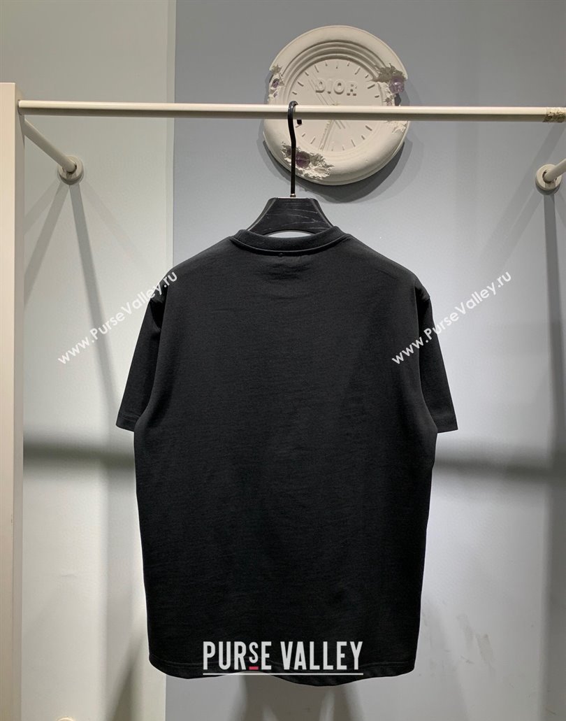 Christian Dior Couture Relaxed-Fit Mens T-shirt in Black Organic Cotton Jersey 2024 (fangfang-24012716)