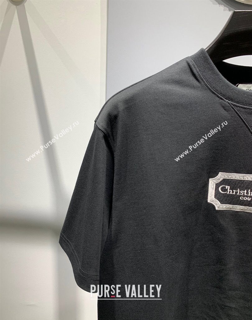 Christian Dior Couture Relaxed-Fit Mens T-shirt in Black Organic Cotton Jersey 2024 (fangfang-24012716)