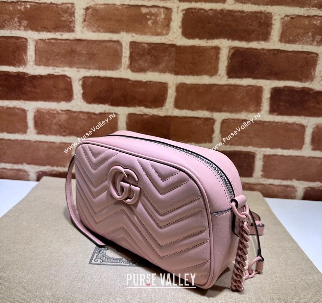 Gucci GG Marmont Small shoulder Camera Bag 447632 leather Pink with Brass hardware (dlh-24012615)