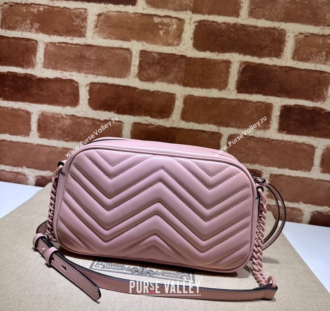 Gucci GG Marmont Small shoulder Camera Bag 447632 leather Pink with Brass hardware (dlh-24012615)