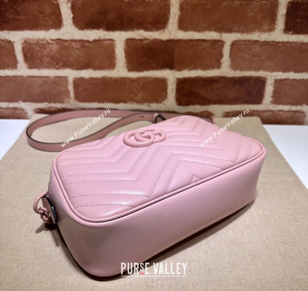 Gucci GG Marmont Small shoulder Camera Bag 447632 leather Pink with Brass hardware (dlh-24012615)